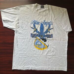 Vintage Blue Angels T Shirt F 18 Hornet Jet Fighter Single Stitch Size XL